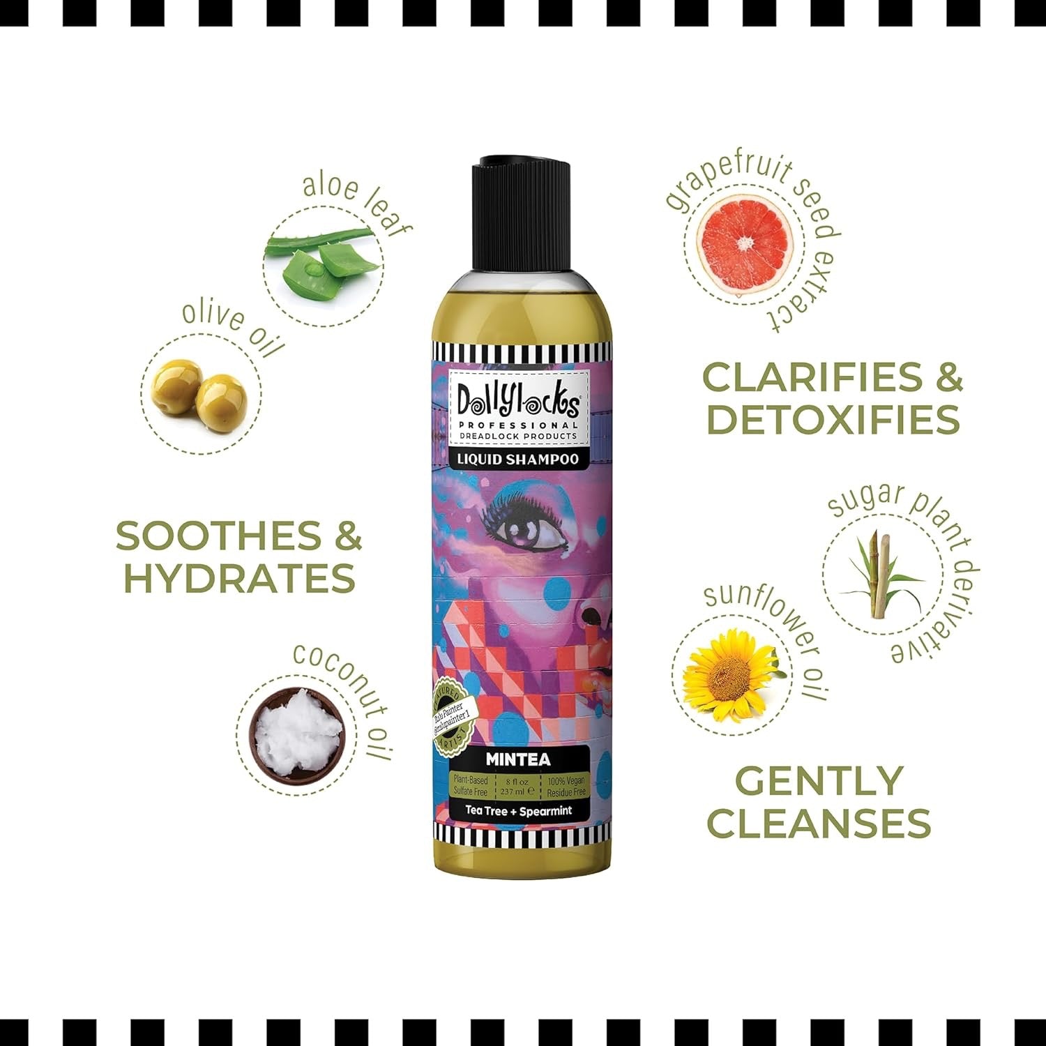 Dollylocks Clarifying Liquid Shampoo | Tea Tree Spearmint | Mintea | 1