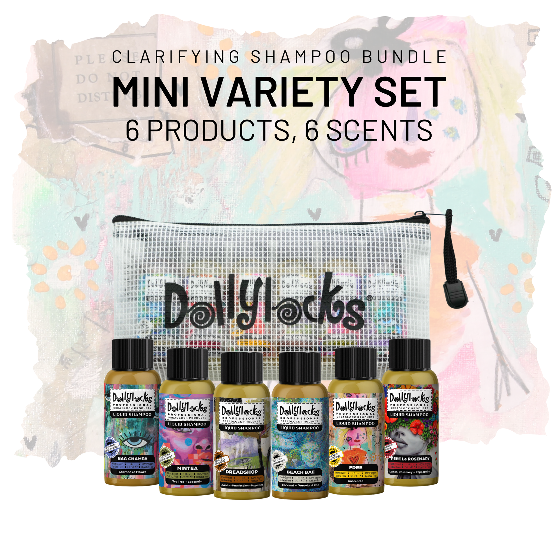 Dollylocks Clarifying Shampoo Bundle | Mini Variety Set | 6 Scents | S